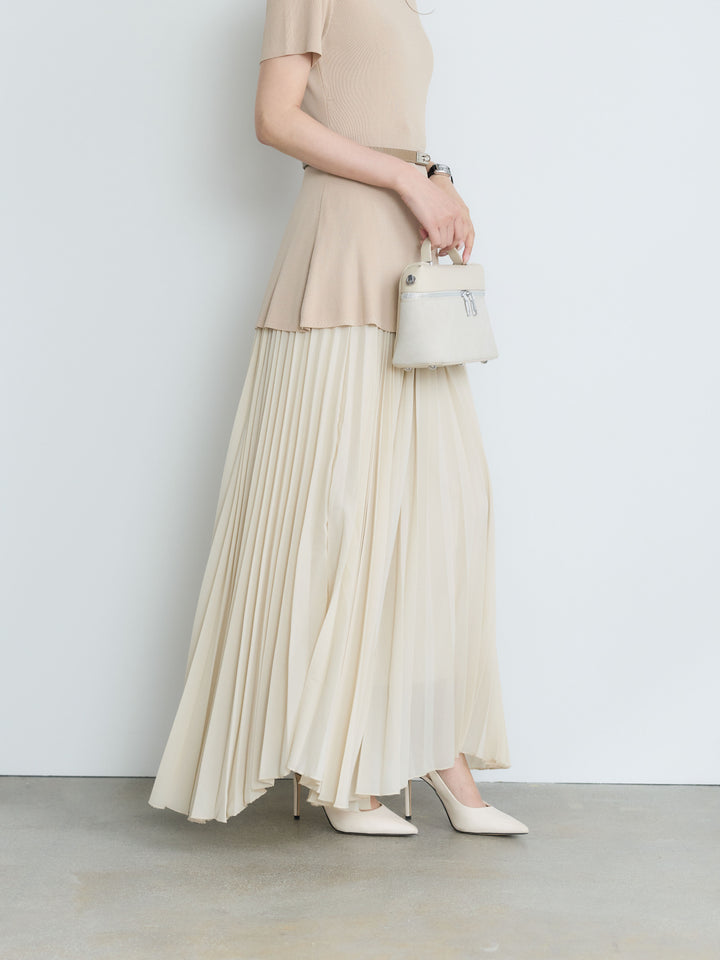 【Luxe Series】ランダムヘムプリーツロングスカート