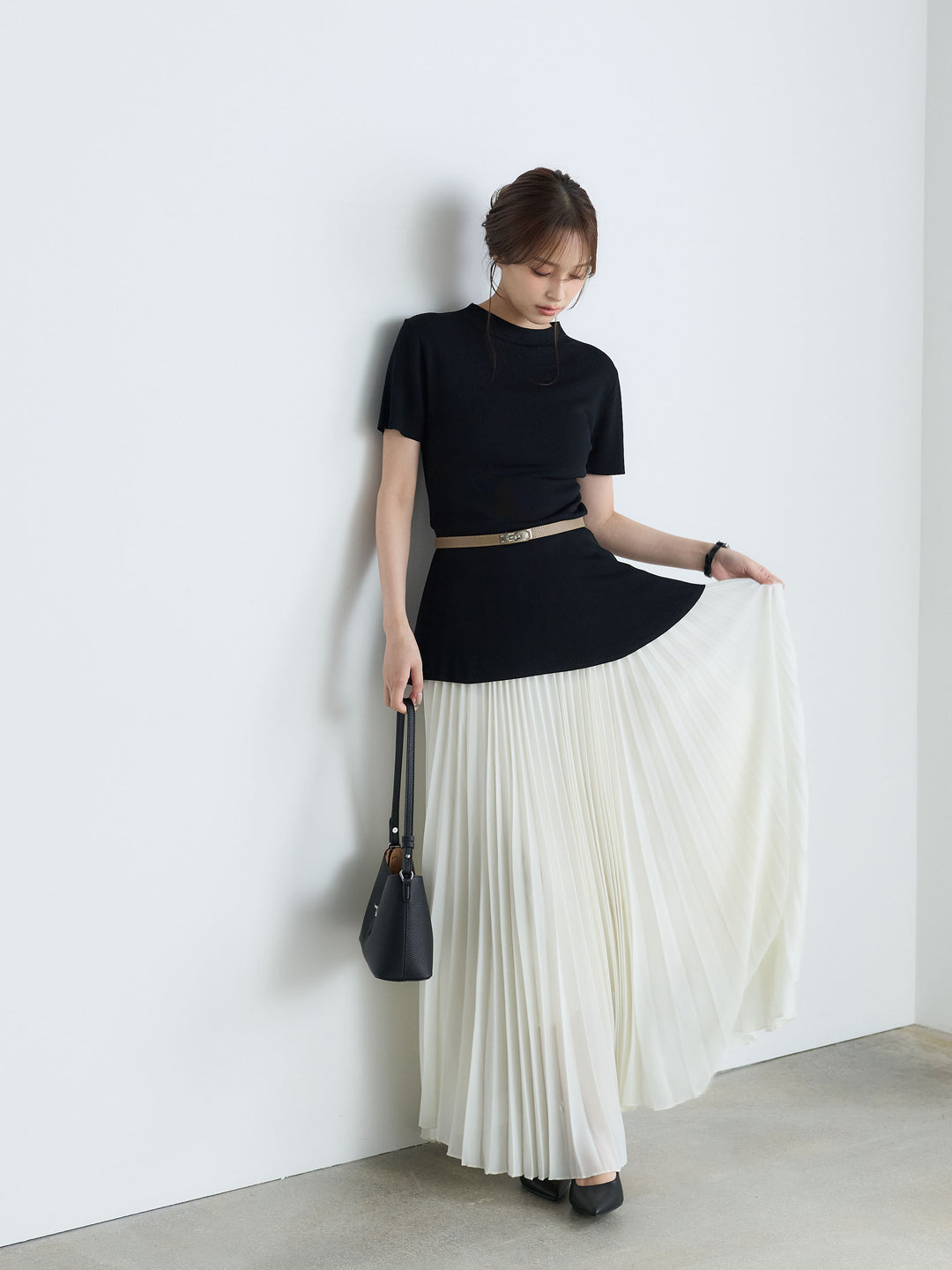 【Luxe Series】ランダムヘムプリーツロングスカート