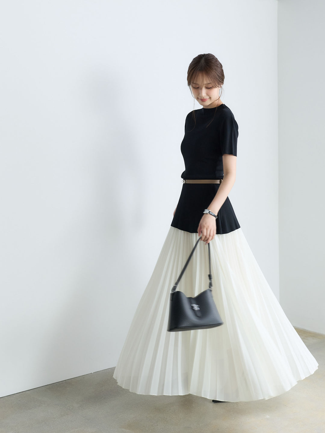 【Luxe Series】ランダムヘムプリーツロングスカート