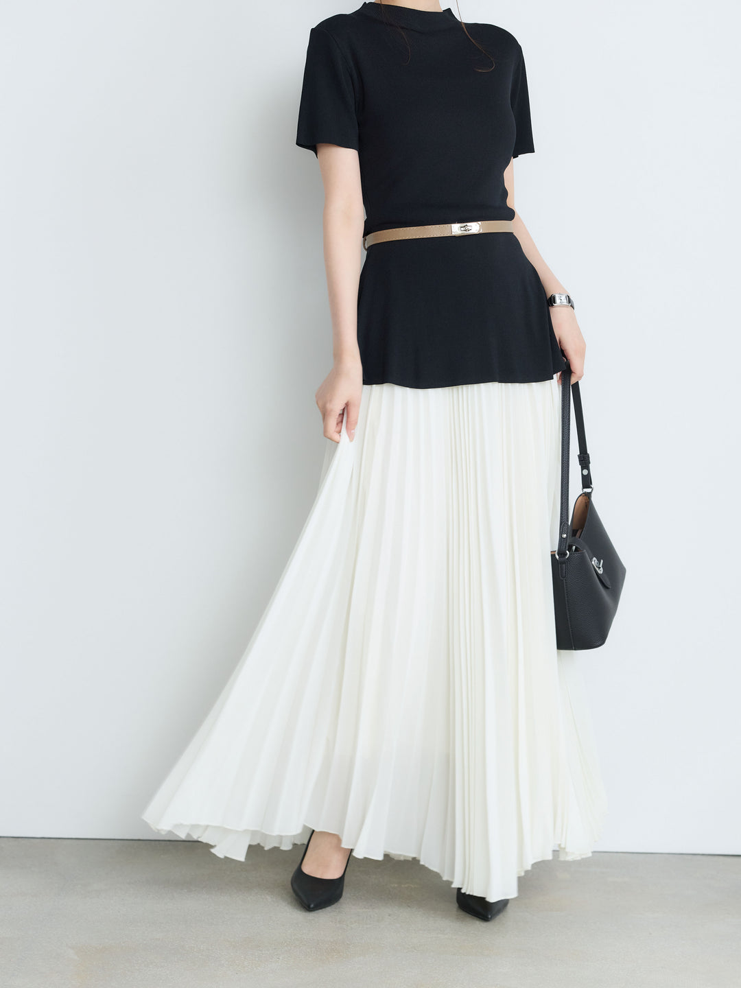 【Luxe Series】ランダムヘムプリーツロングスカート
