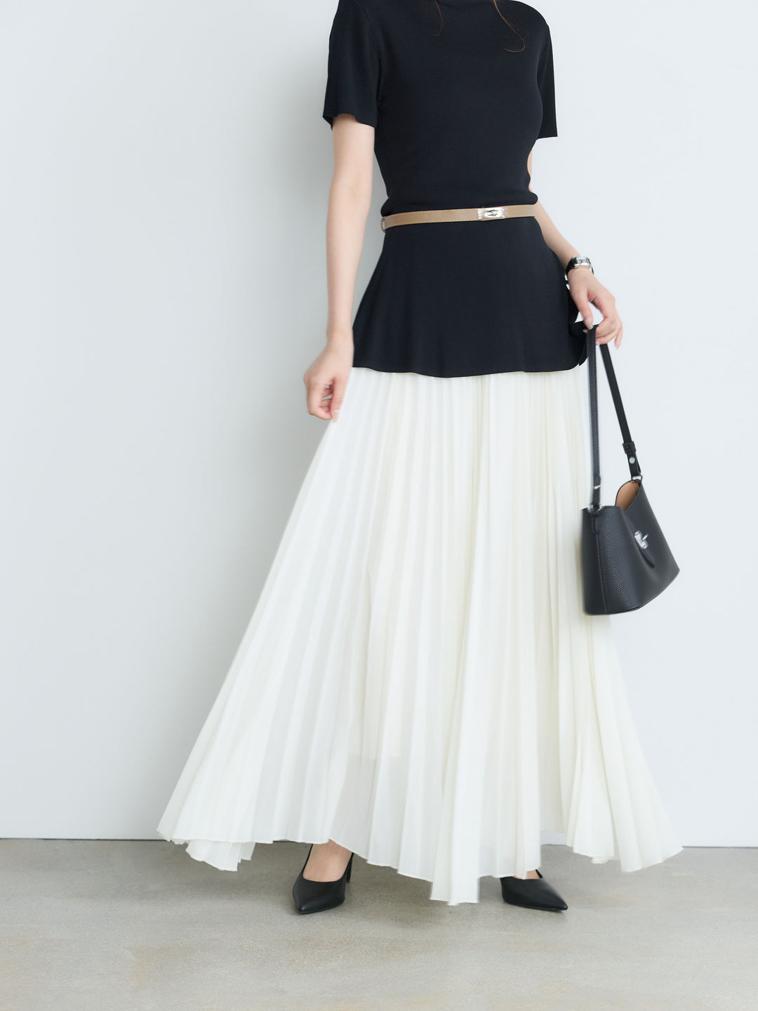 【Luxe Series】ランダムヘムプリーツロングスカート