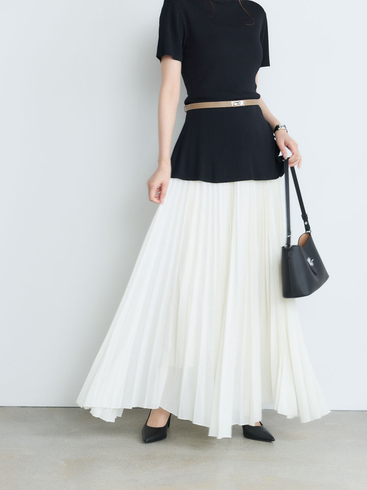【Luxe Series】ランダムヘムプリーツロングスカート