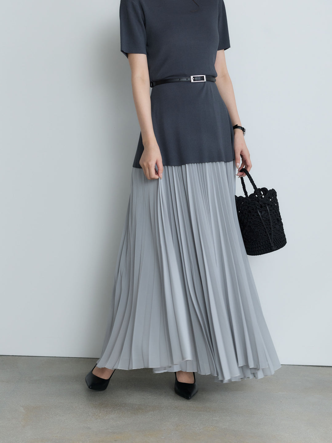 【Luxe Series】ランダムヘムプリーツロングスカート
