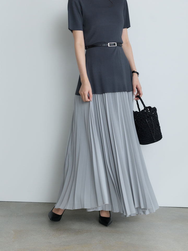 【Luxe Series】ランダムヘムプリーツロングスカート