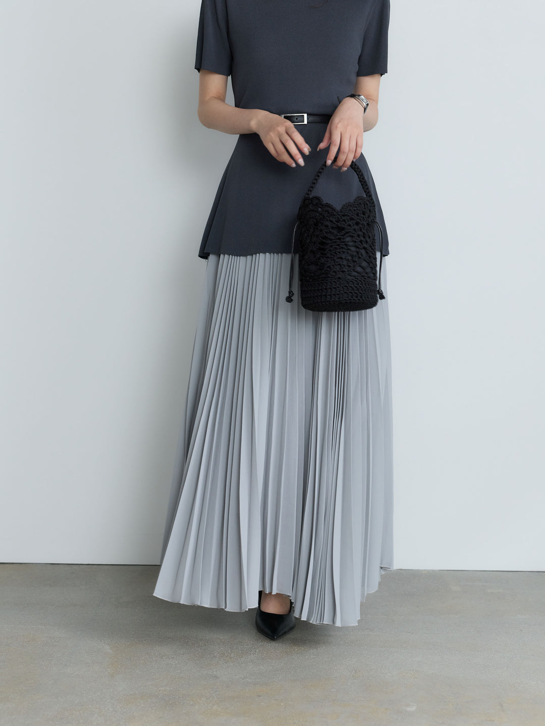 【Luxe Series】ランダムヘムプリーツロングスカート