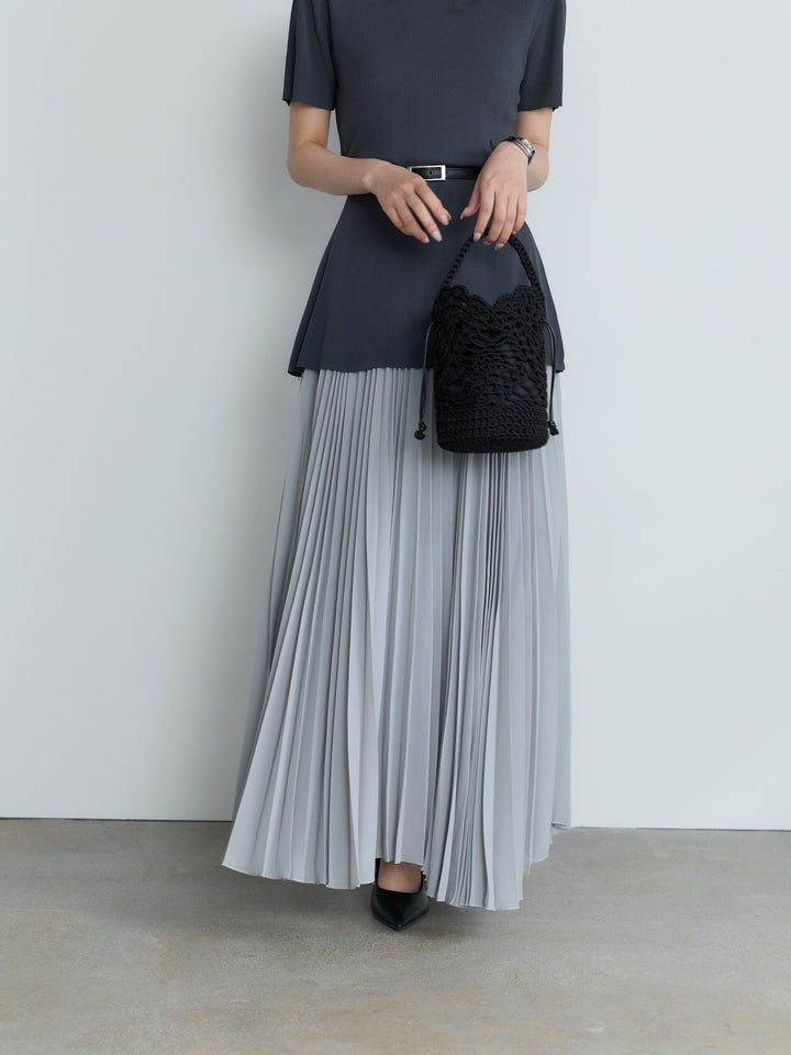 【Luxe Series】ランダムヘムプリーツロングスカート