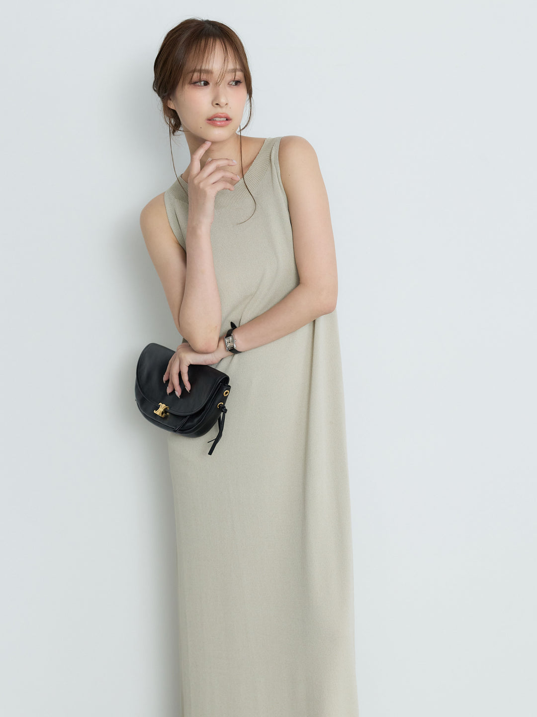 【Luxe Series】裾フリンジラウンドネックサマーリブワンピース