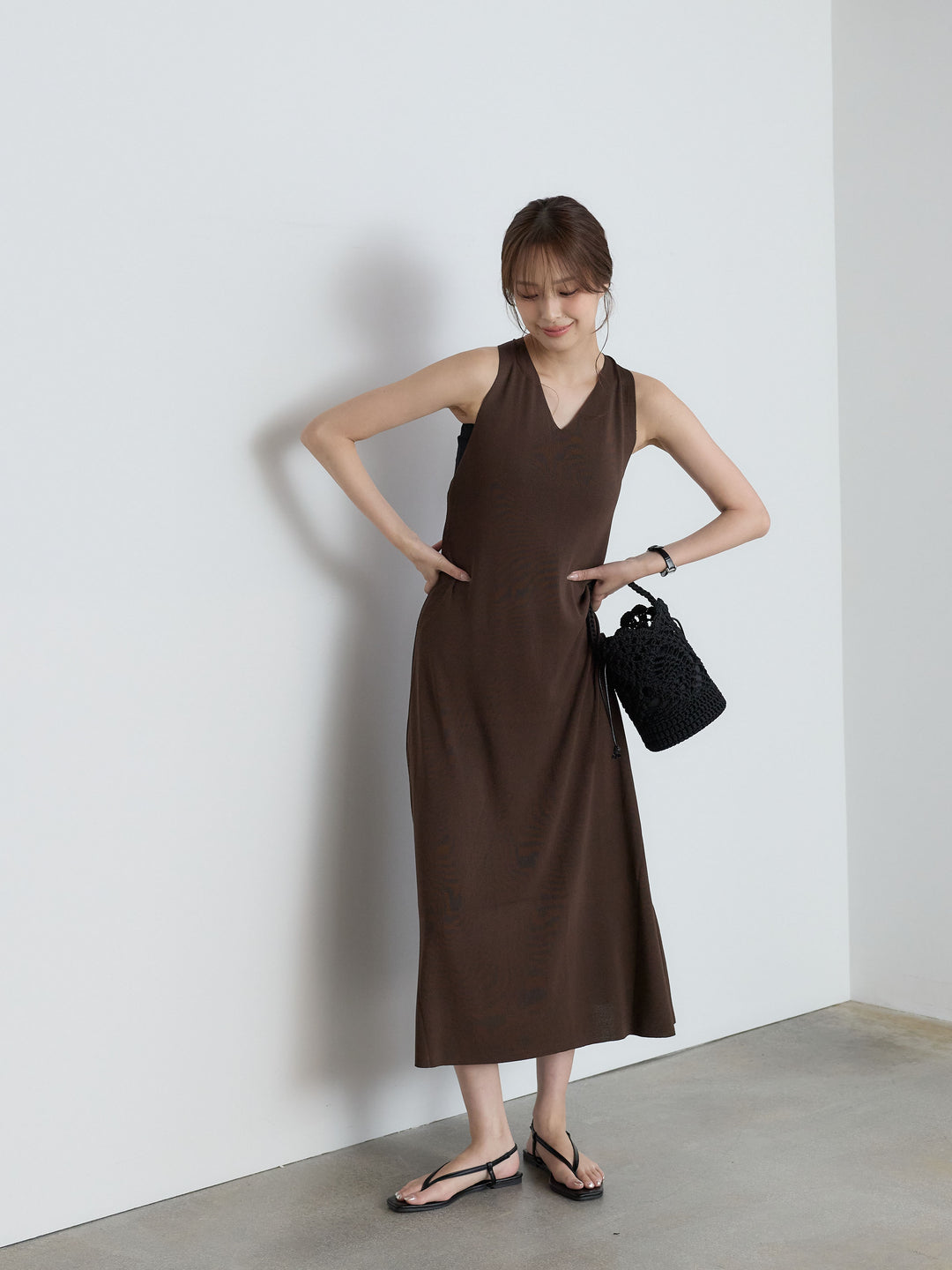 【Luxe Series】バックツイストサマーリブワンピース