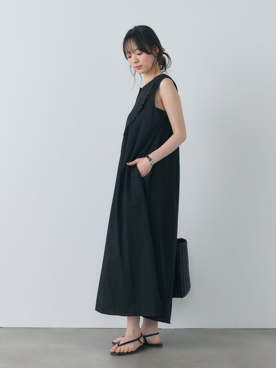 フロントレーススキッパーコットンワンピース