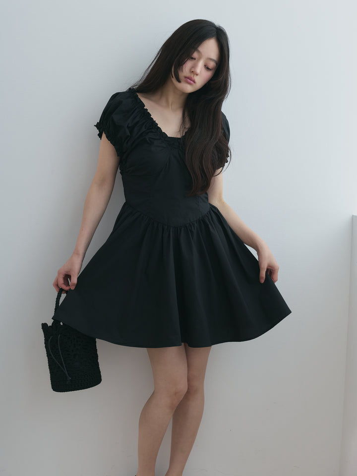 コットンギャザーミディワンピース