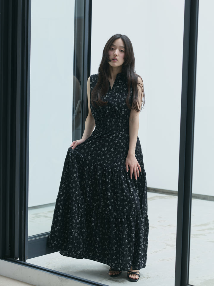 【SET】【Essential】POLO docking half sleeve one piece+【Essential】V neck shirring tiered one piece(2set)