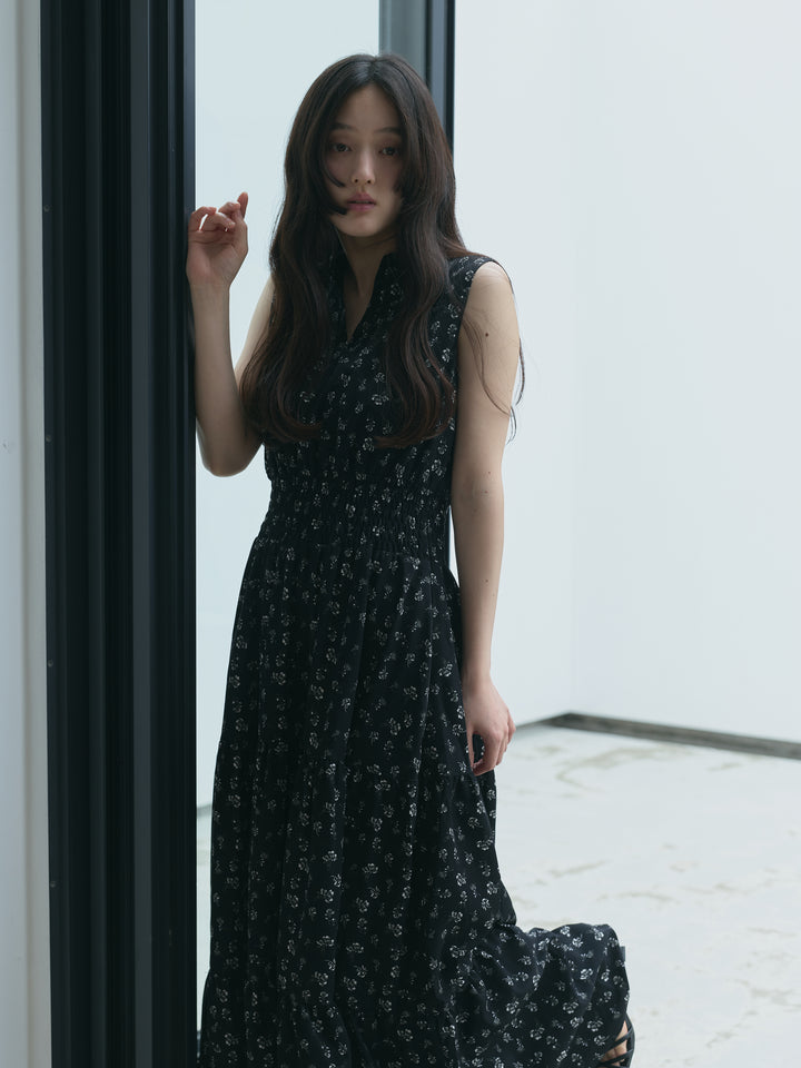 【SET】【Essential】POLO docking half sleeve one piece+【Essential】V neck shirring tiered one piece(2set)