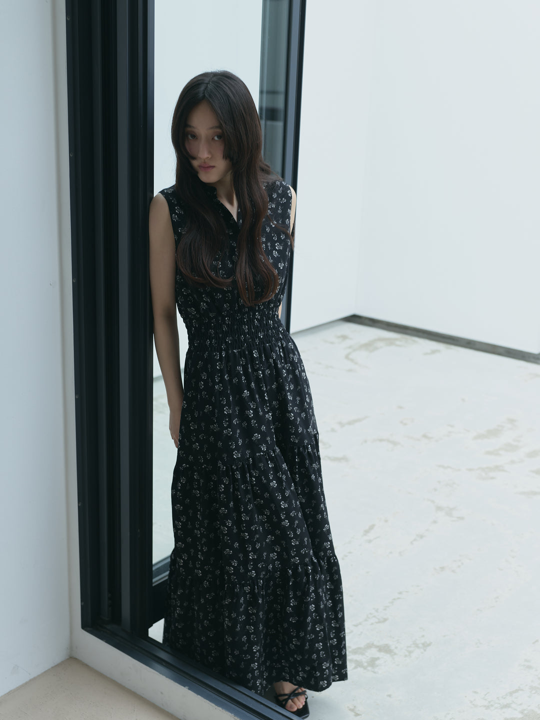 【SET】【Essential】POLO docking half sleeve one piece+【Essential】V neck shirring tiered one piece(2set)
