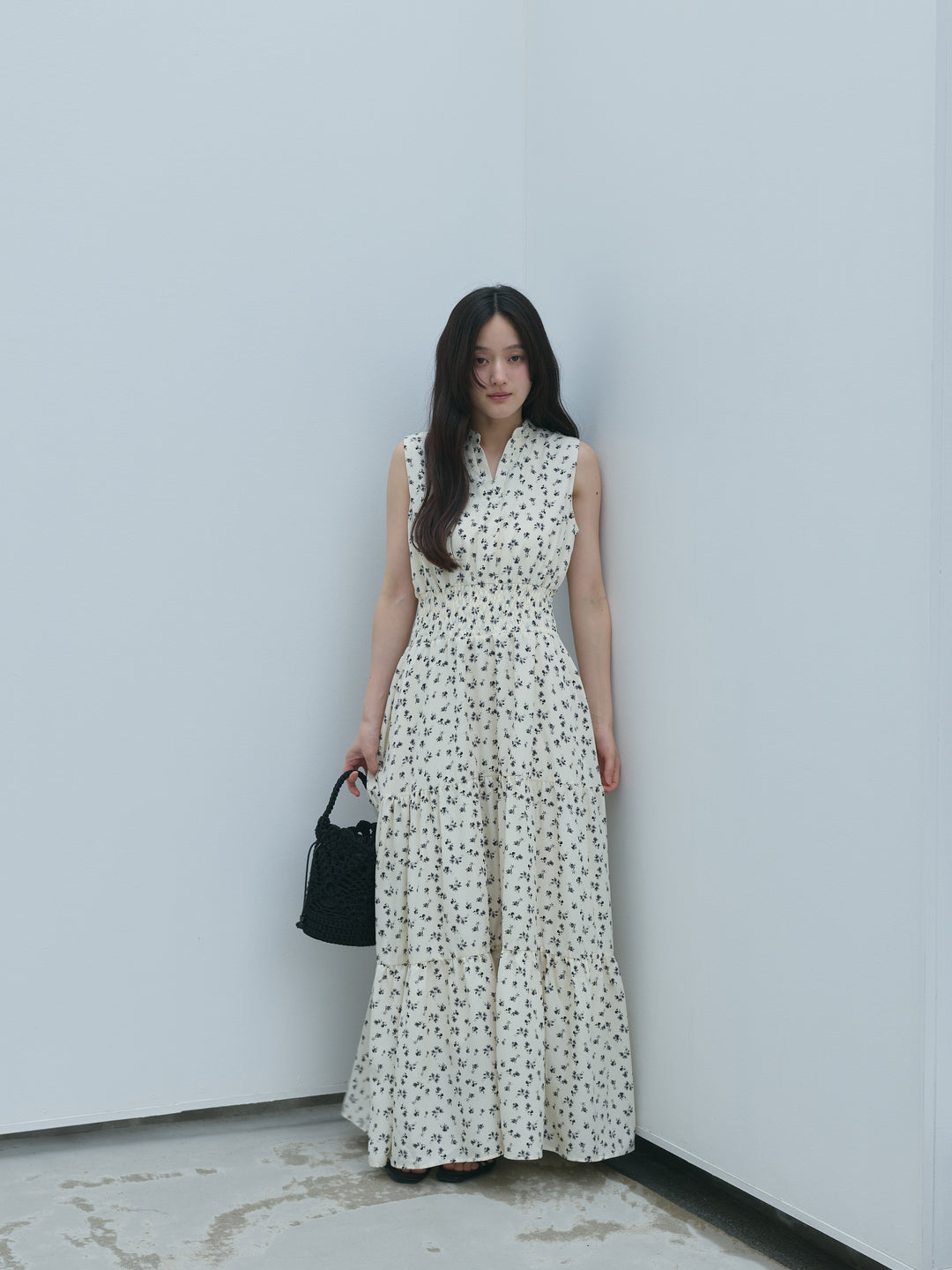 【SET】【Essential】POLO docking half sleeve one piece+【Essential】V neck shirring tiered one piece(2set)