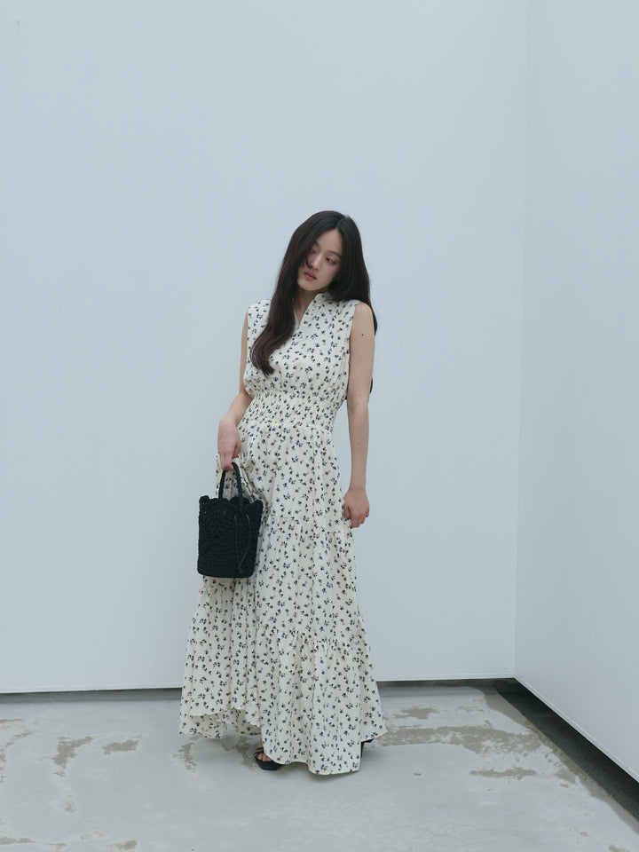 【SET】【Essential】POLO docking half sleeve one piece+【Essential】V neck shirring tiered one piece(2set)