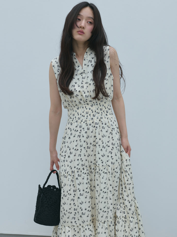 【SET】【Essential】POLO docking half sleeve one piece+【Essential】V neck shirring tiered one piece(2set)