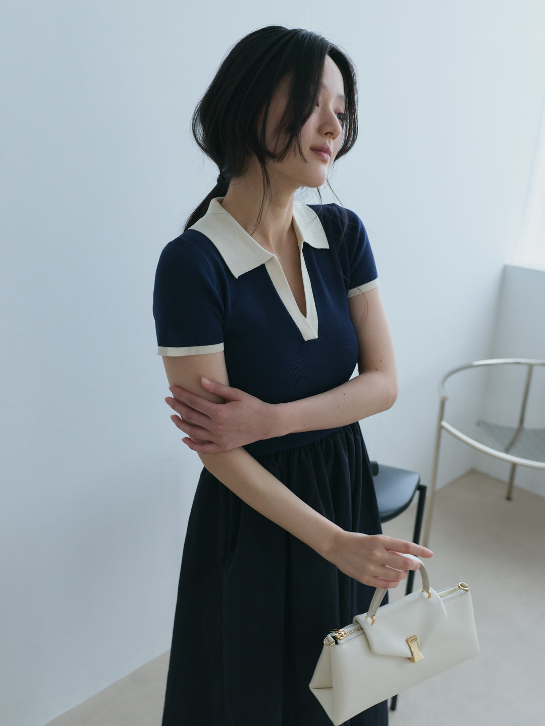 【Essential】POLO docking half sleeve one piece
