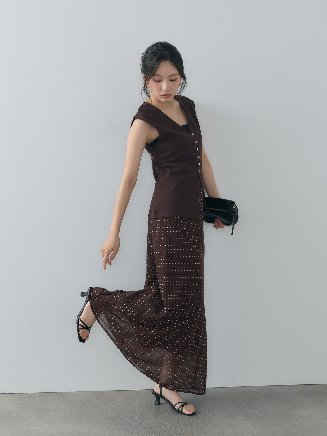 カットジョーゼットVネックベスト