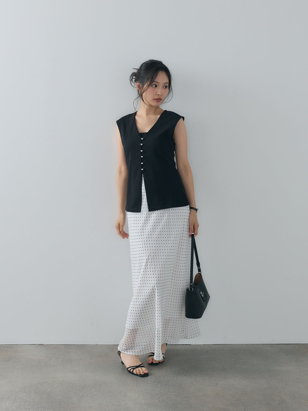 ドット柄シアーソフトAラインスカート