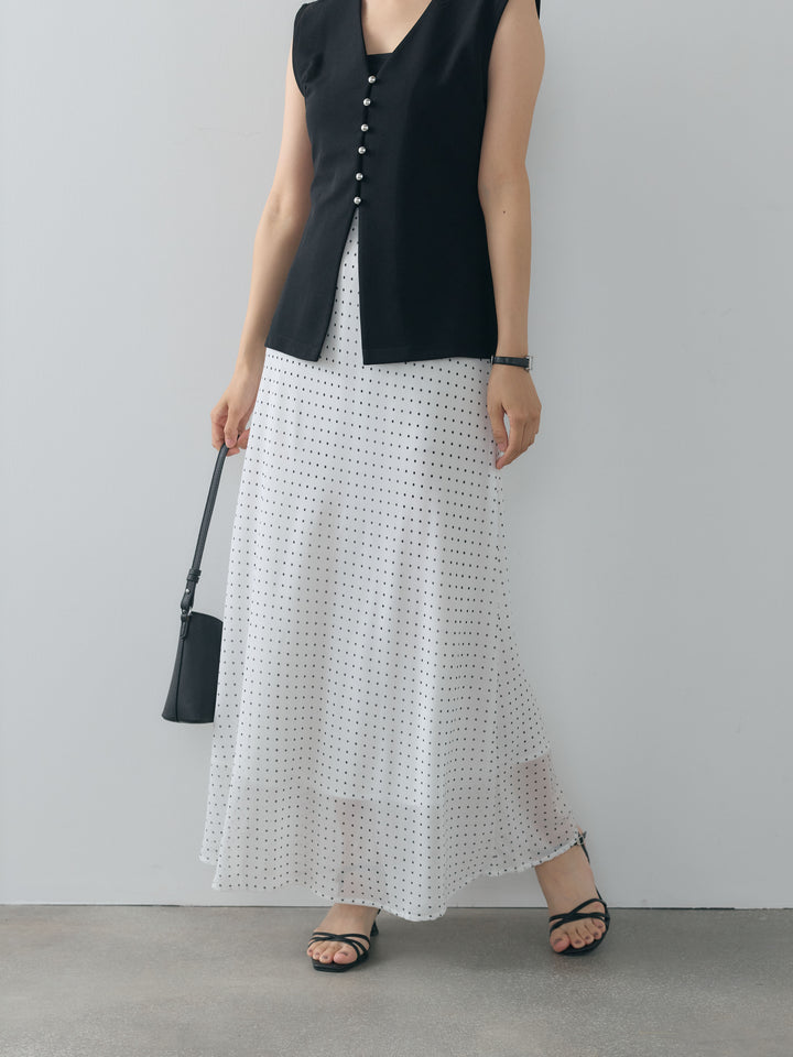 ドット柄シアーソフトAラインスカート