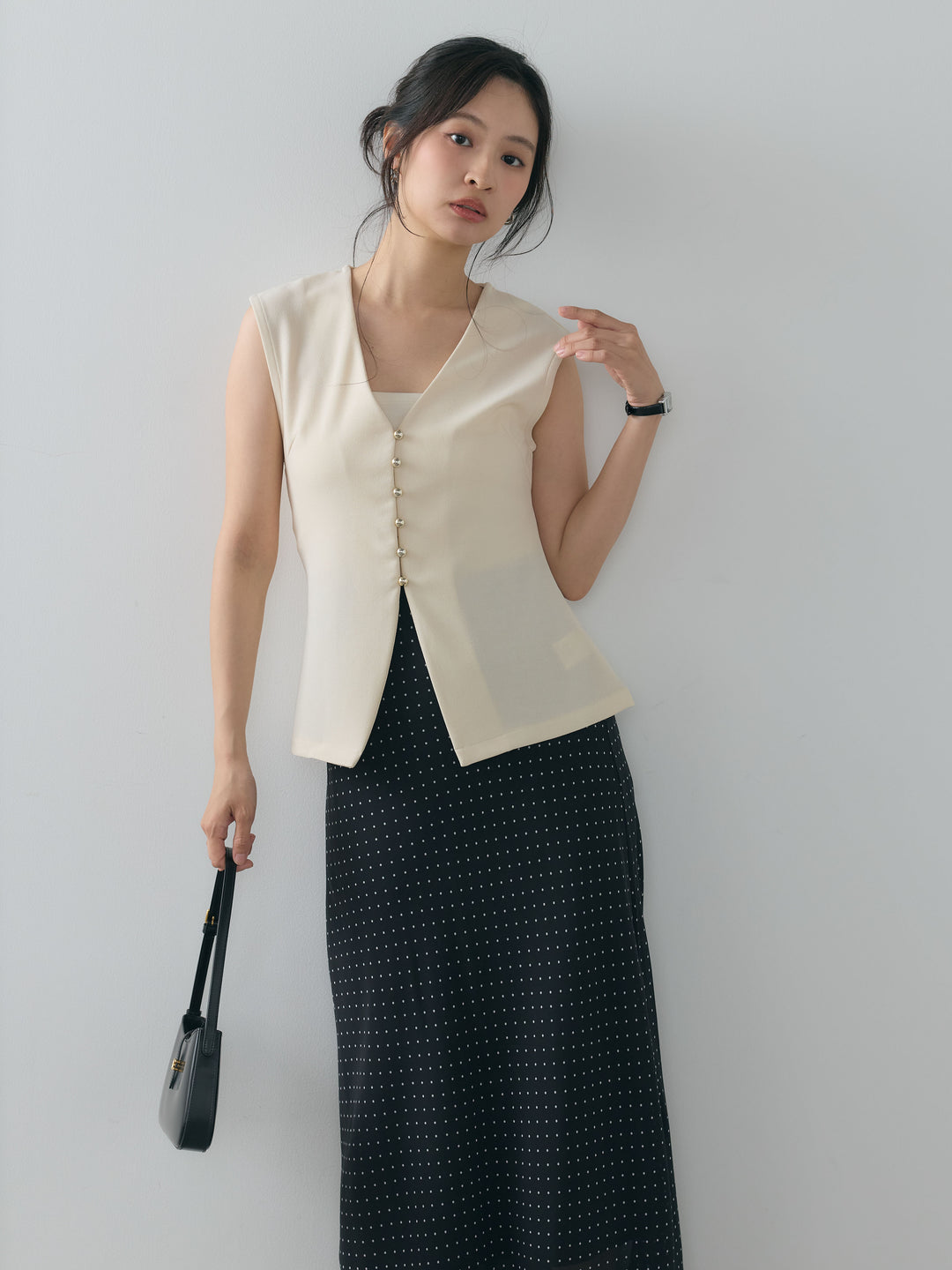 ドット柄シアーソフトAラインスカート