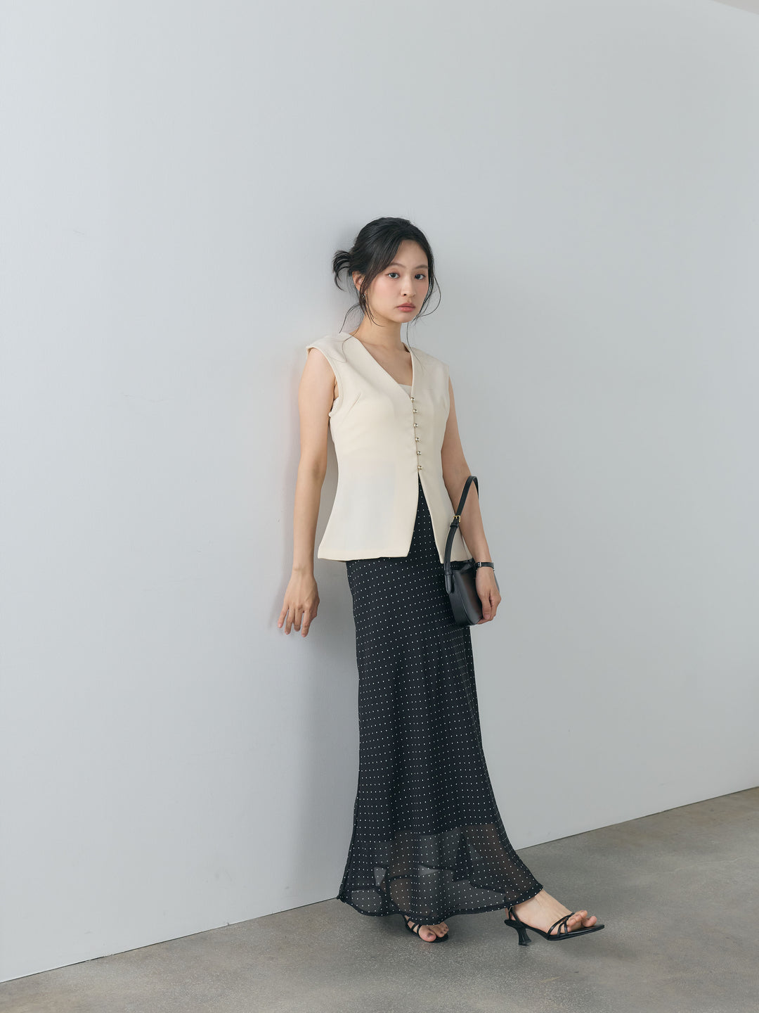 ドット柄シアーソフトAラインスカート