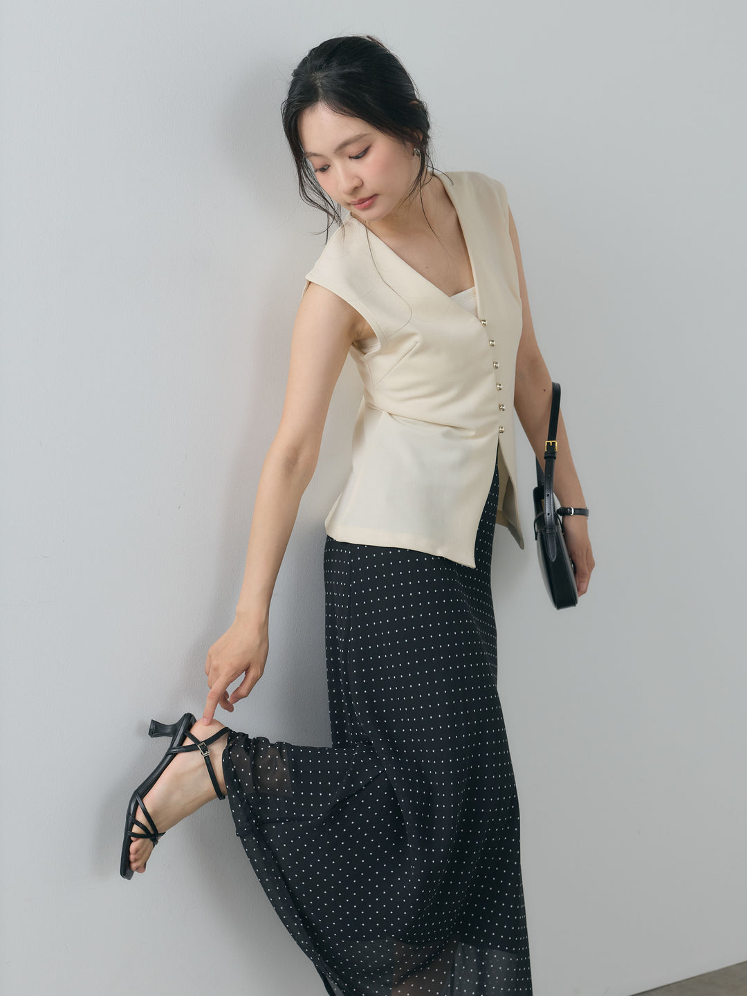 ドット柄シアーソフトAラインスカート