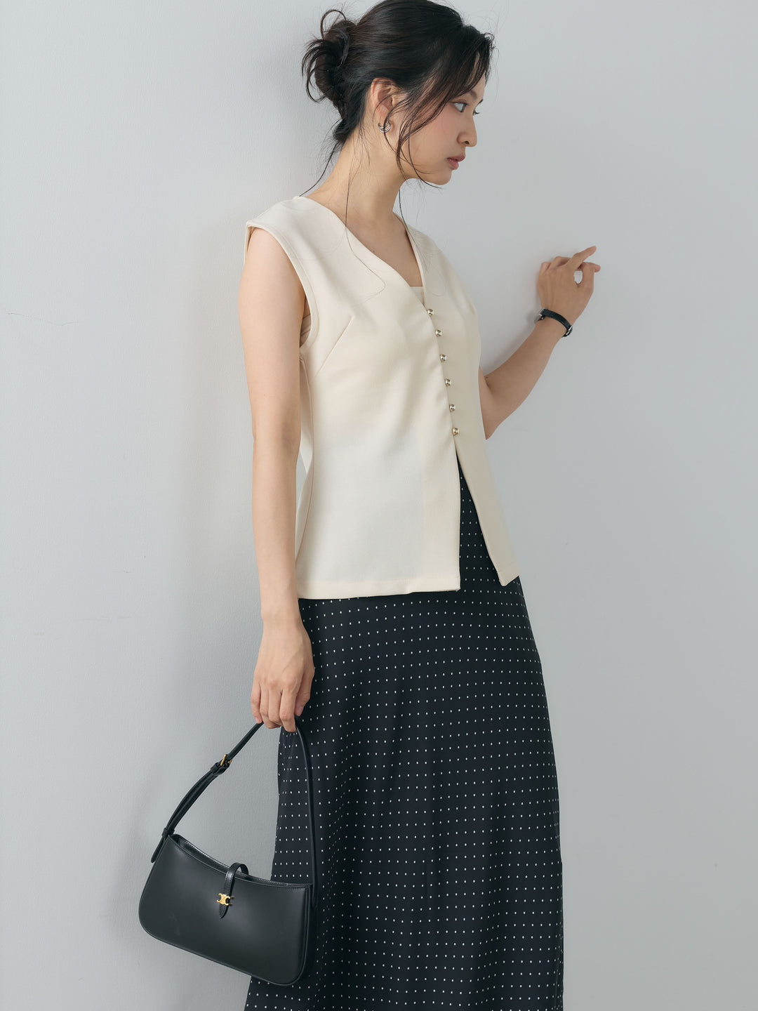 ドット柄シアーソフトAラインスカート