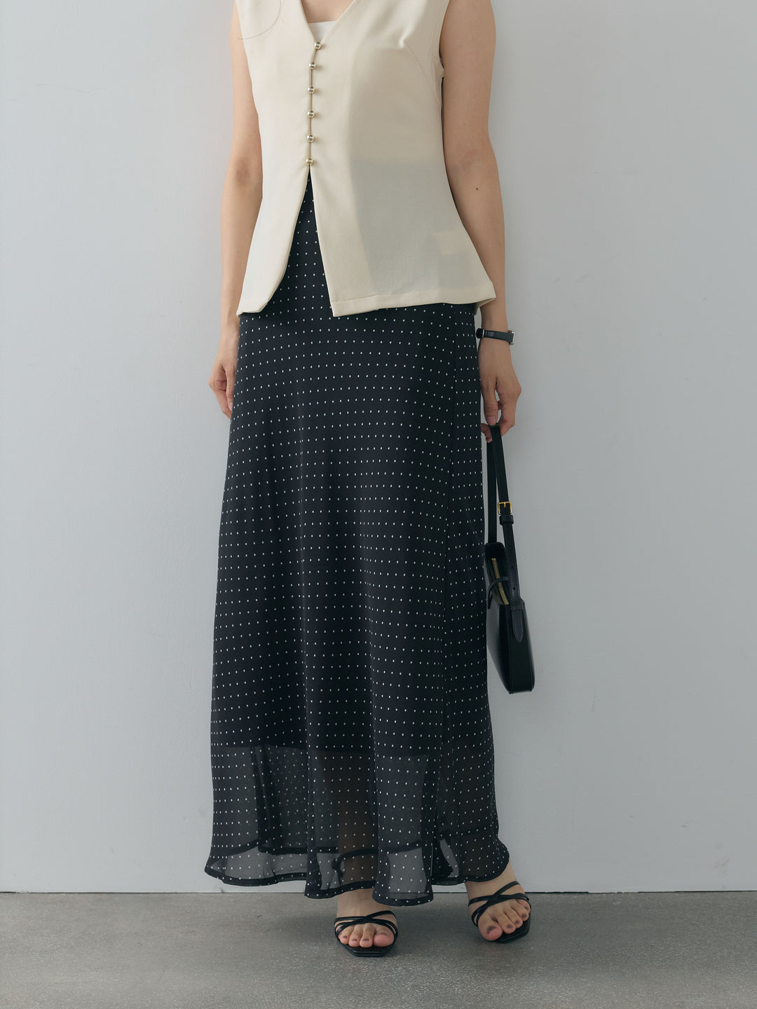 ドット柄シアーソフトAラインスカート