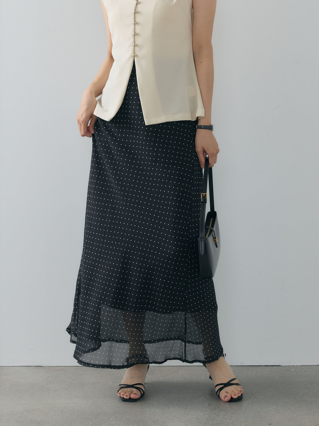 ドット柄シアーソフトAラインスカート
