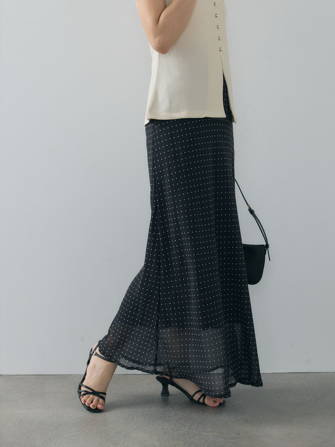 ドット柄シアーソフトAラインスカート