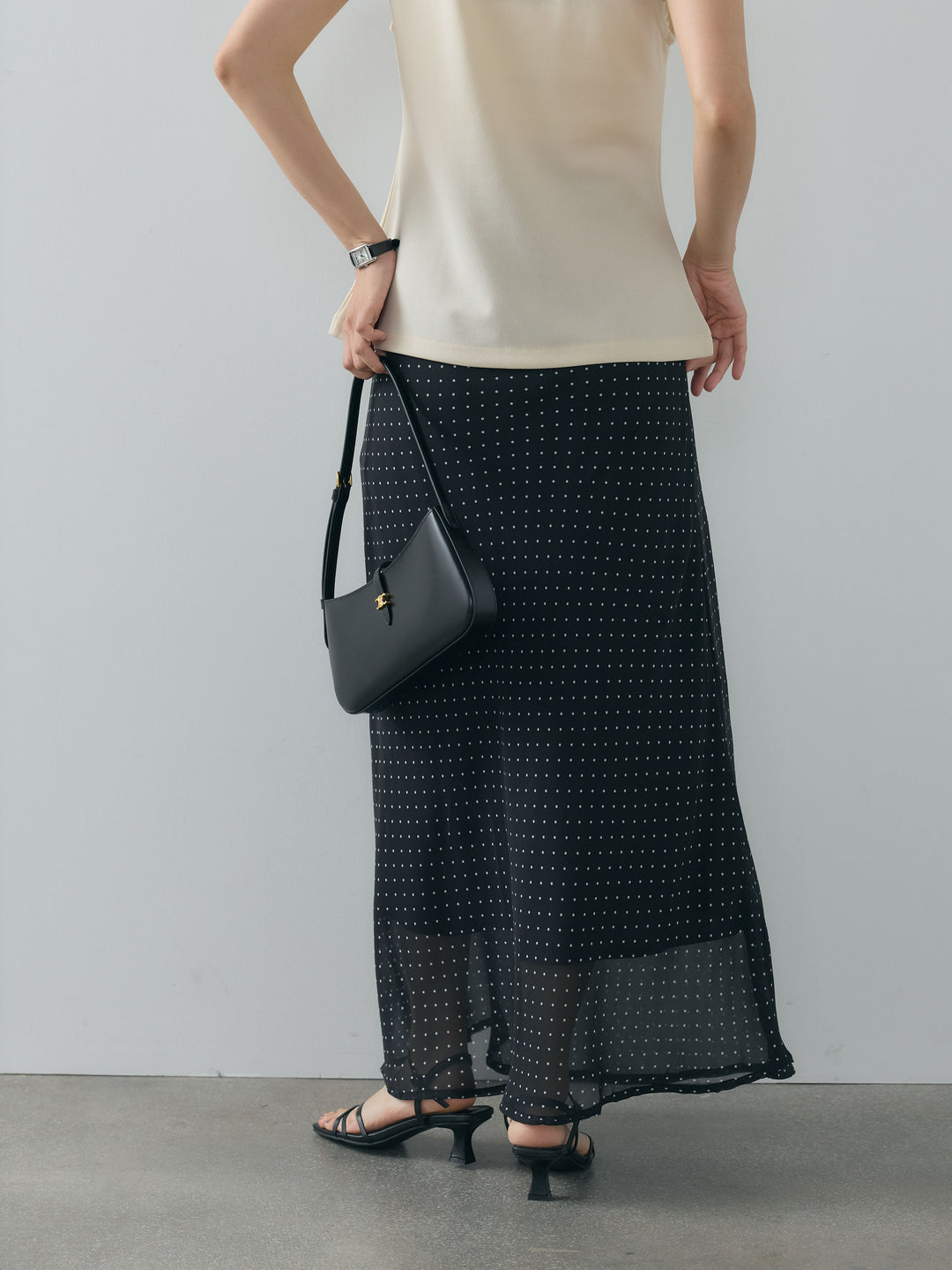 ドット柄シアーソフトAラインスカート