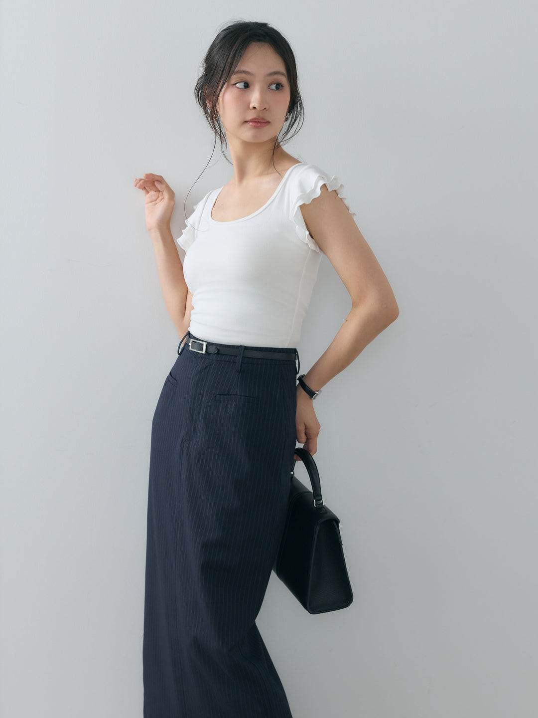 【SET】フレアスリーブスムースフィットトップス+【Essential】Authentic pencil skrt(2set)