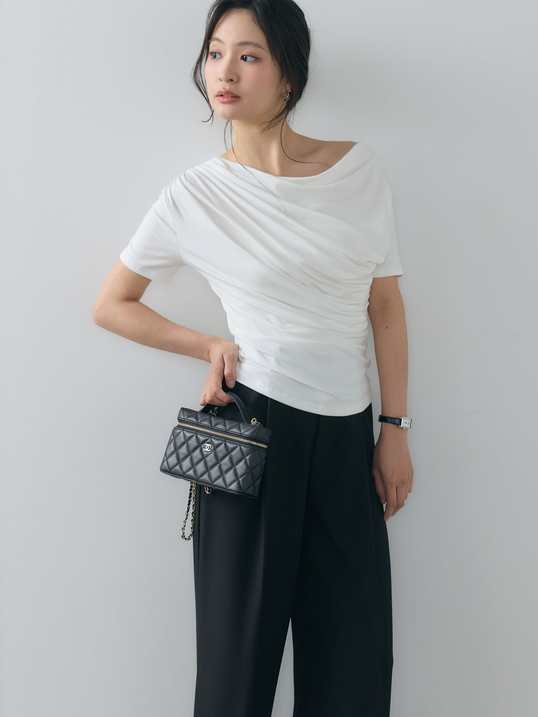 【SET】ドレープスムーストップス+センタープレスベーシックストレートパンツ(2set)