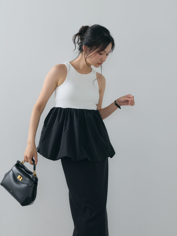 異素材ドッキングバルーンタンクトップ(カップ付き)