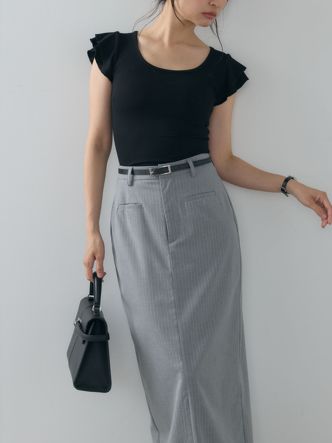 【SET】フレアスリーブスムースフィットトップス+【Essential】Authentic pencil skrt(2set)