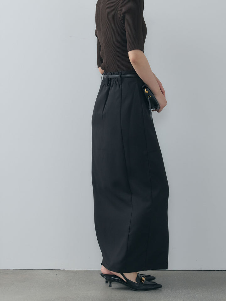 クレープデシンフラップポケット付きストレートスカート