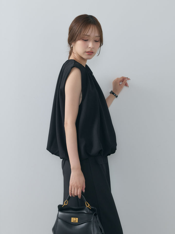 クレープデシンフラップポケット付きストレートスカート
