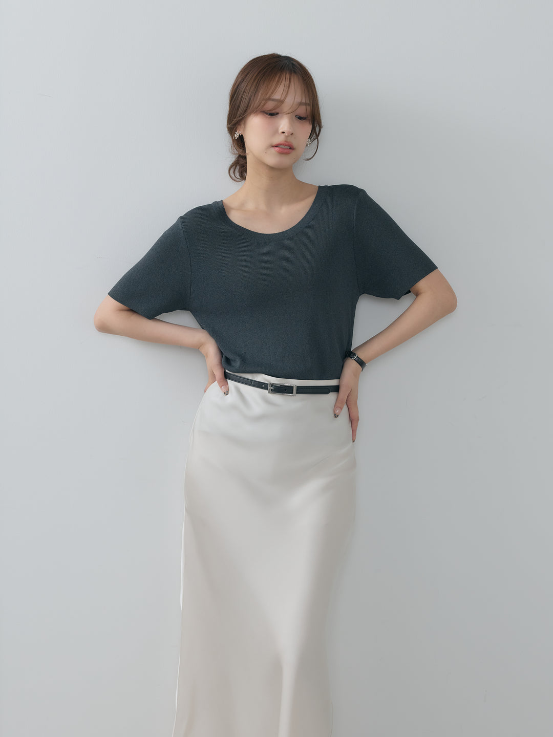 【SET】BASICドライタッチUネックトップス+BASICドライタッチUネックトップス(2set)