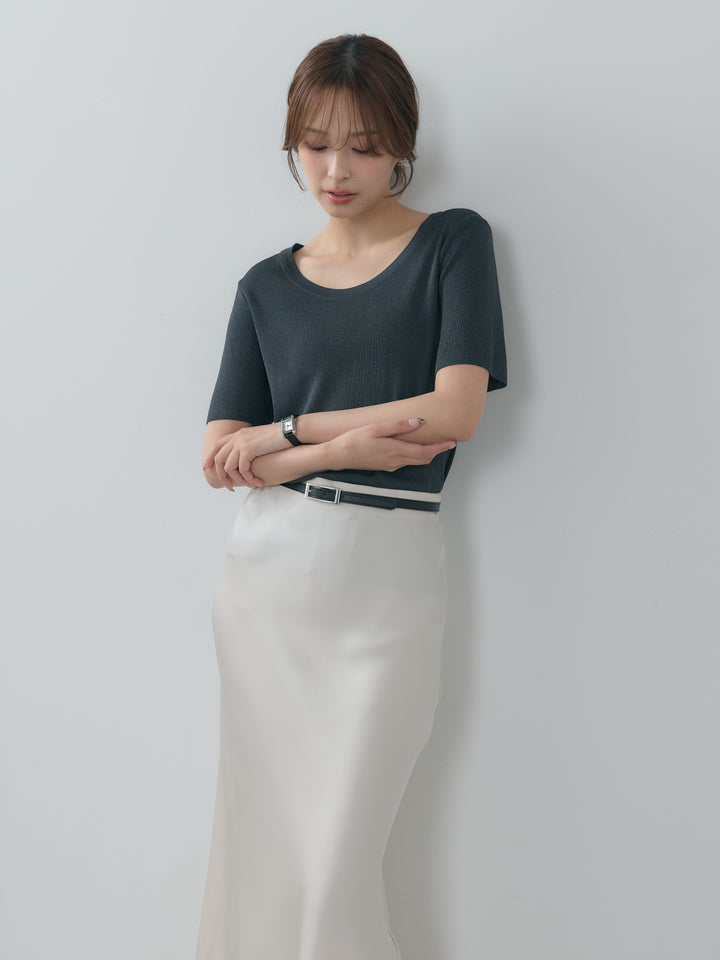 【SET】BASICドライタッチUネックトップス+BASICドライタッチUネックトップス(2set)