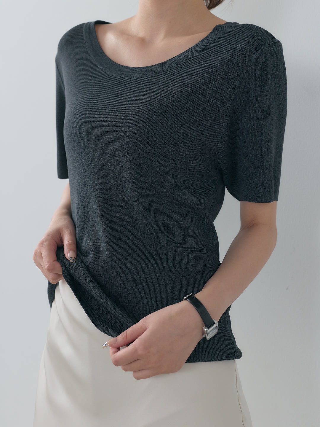 【SET】BASICドライタッチUネックトップス+BASICドライタッチUネックトップス(2set)