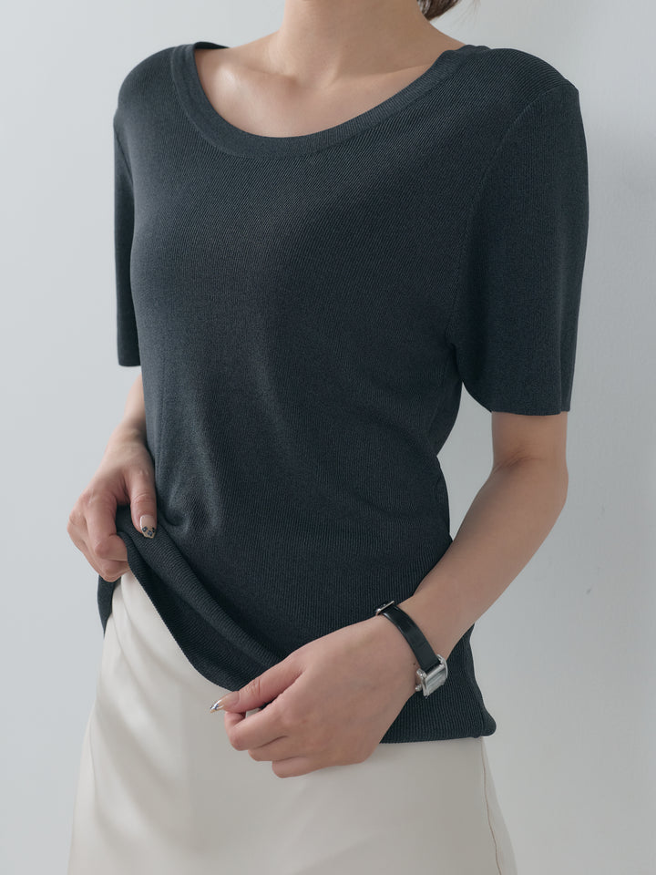 【SET】BASICドライタッチUネックトップス+BASICドライタッチUネックトップス(2set)