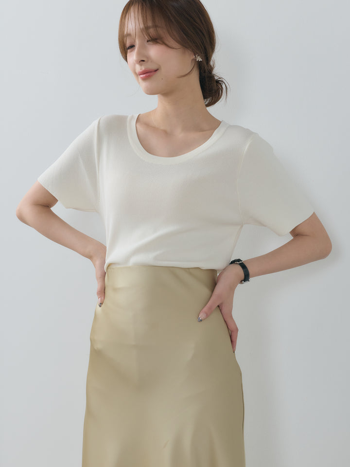 【SET】BASICドライタッチUネックトップス+BASICドライタッチUネックトップス(2set)