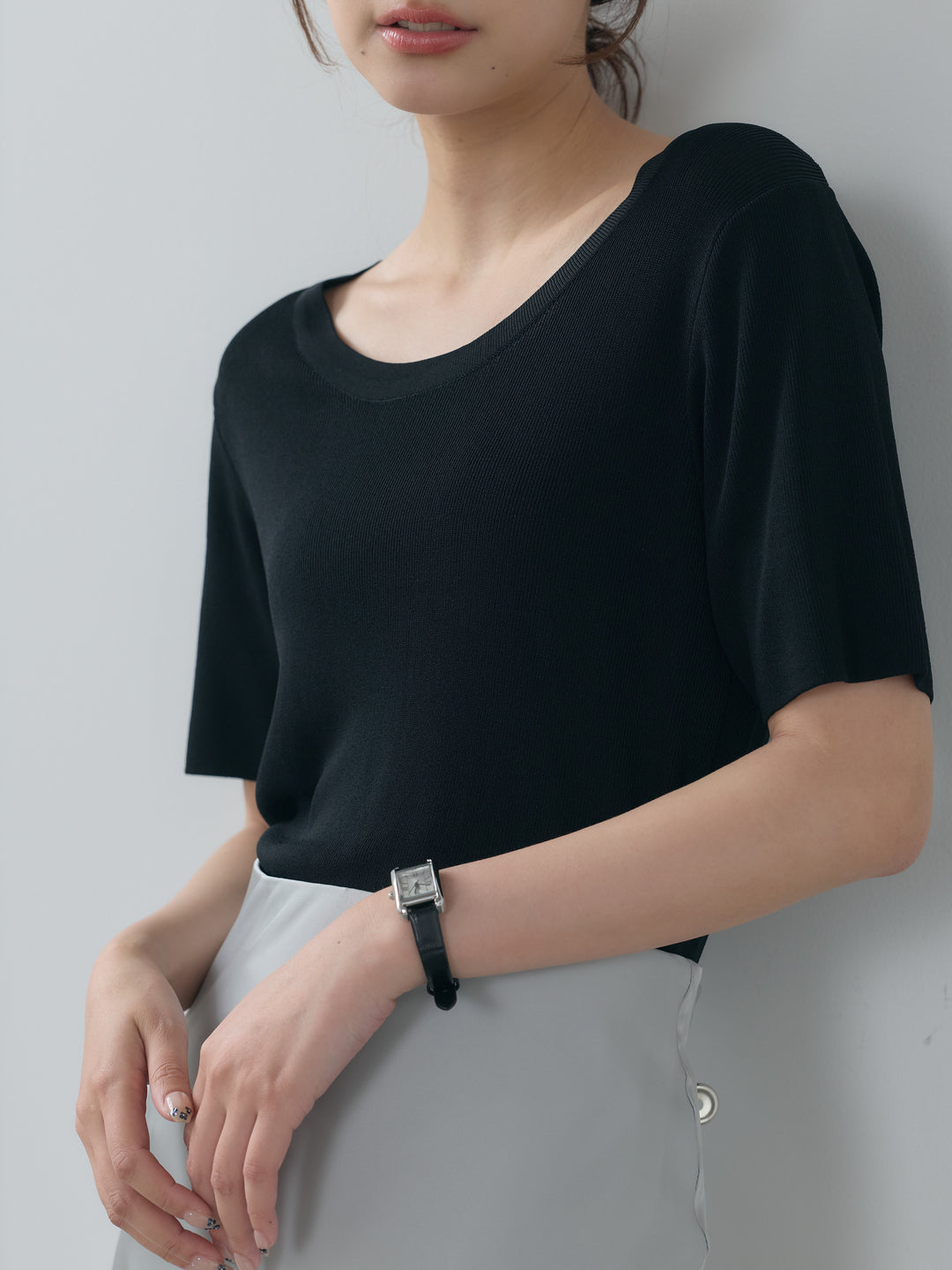 【SET】BASICドライタッチUネックトップス+BASICドライタッチUネックトップス(2set)