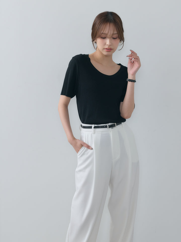 【SET】BASICドライタッチUネックトップス+BASICドライタッチUネックトップス(2set)