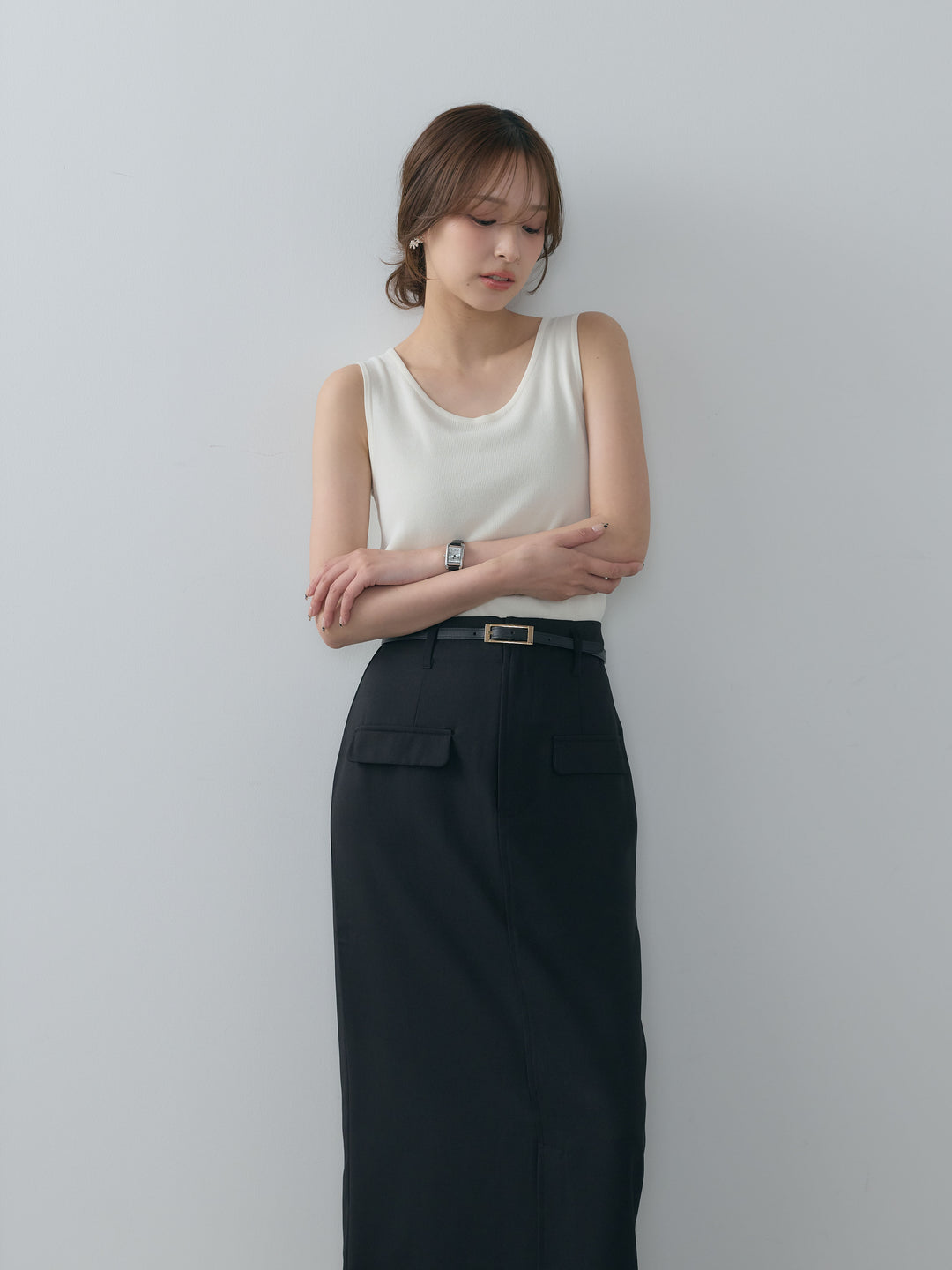 BASICドライタッチUネックノースリトップス