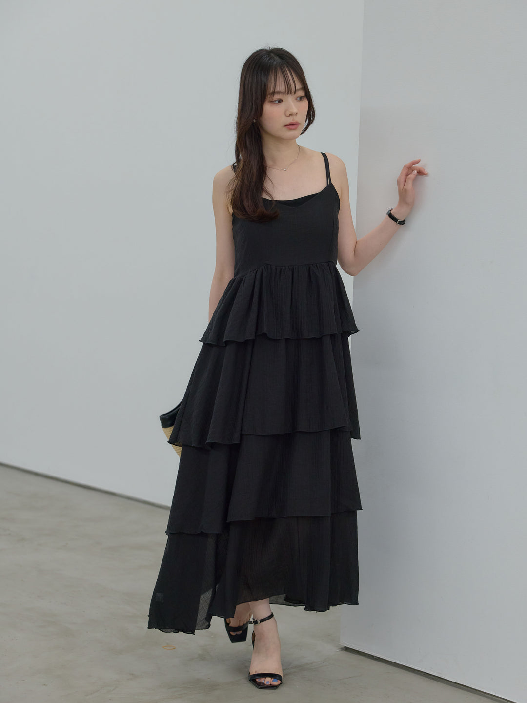 シアーワッシャーティアードフリルキャミワンピース