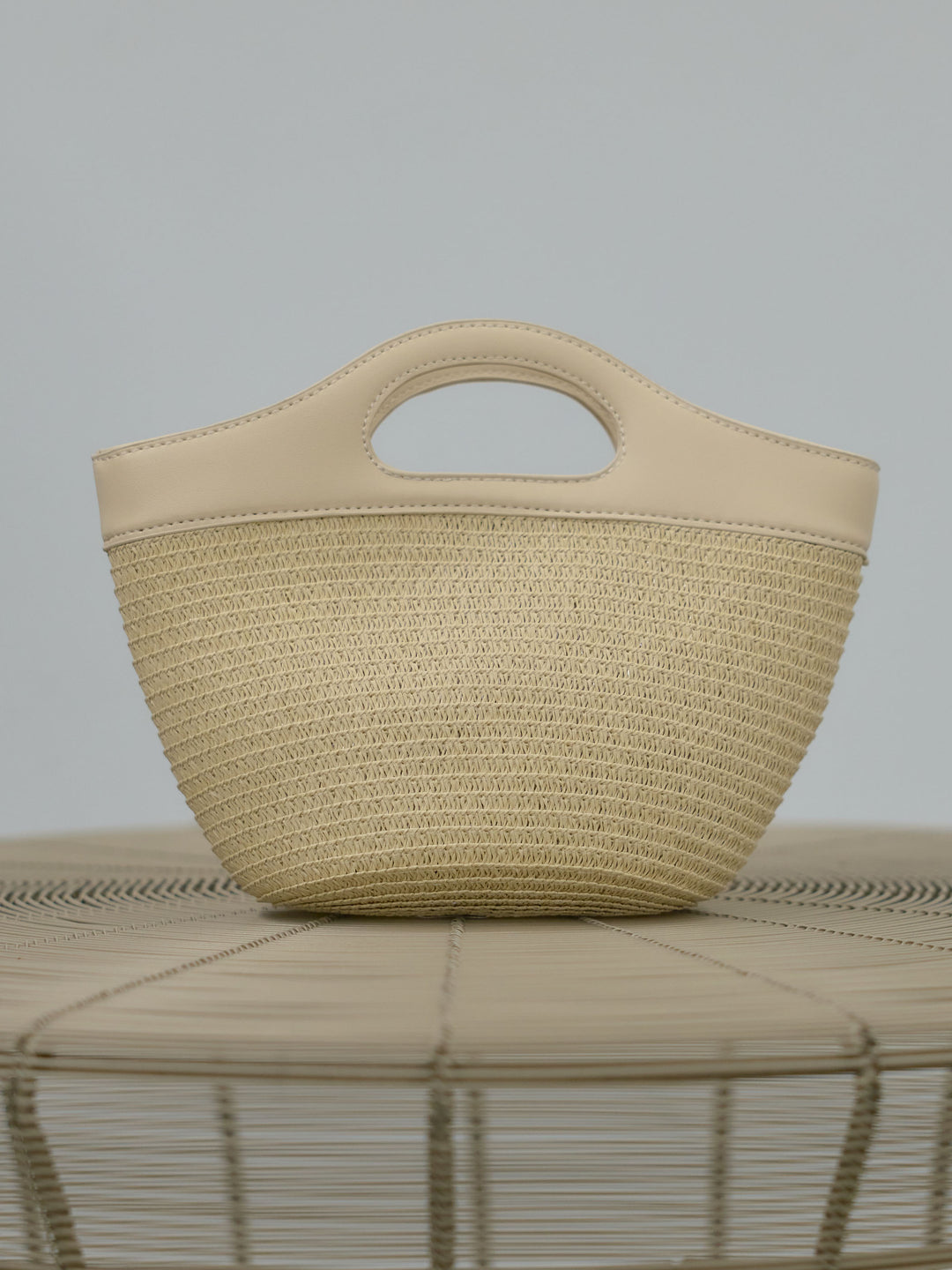 異素材ドッキングバイカラーミニカゴBAG（ポーチ付き）