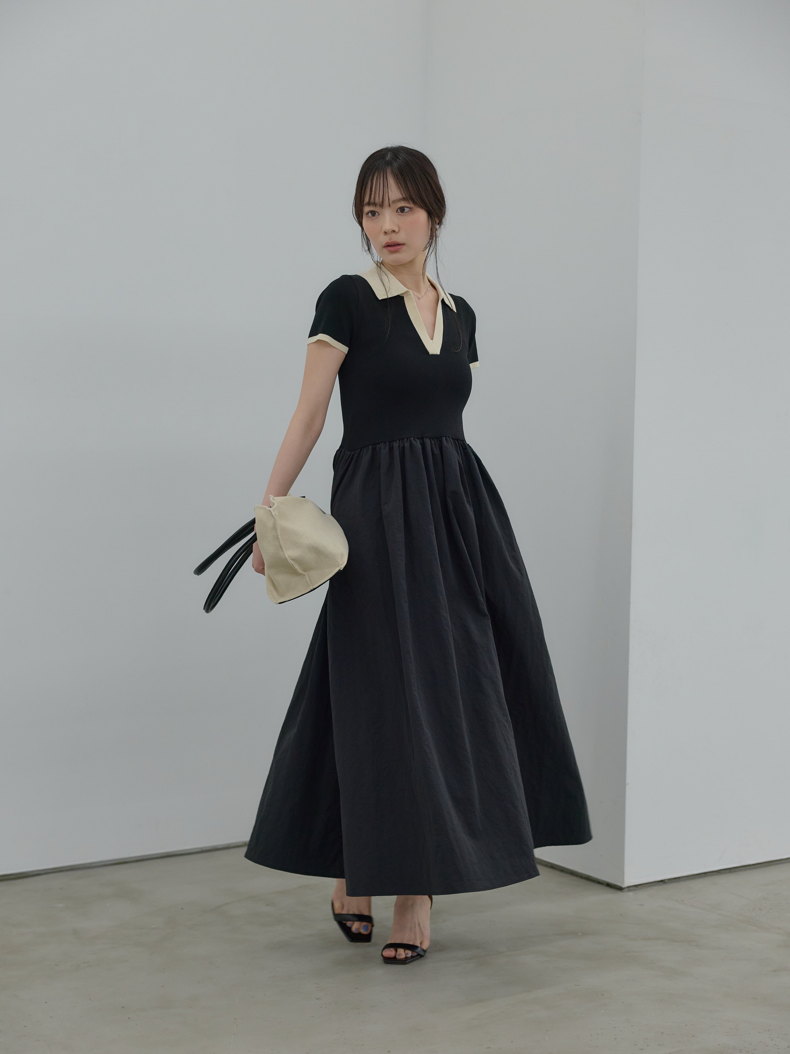 nairo ポロドッキングハーフスリーブワンピース Essential】POLO docking half sleeve one piece – nairo
