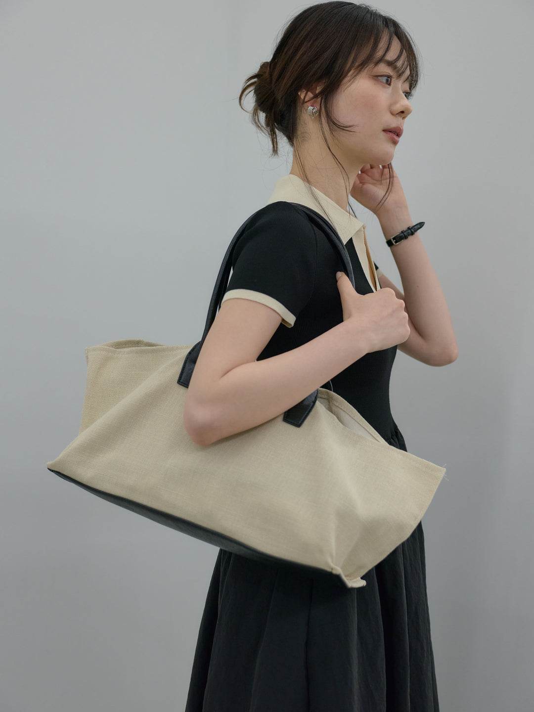 ポーチ付きホリゾンタルトートBAG
